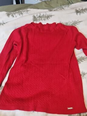 Tommy Hilfiger Red Cable-Knit Beanie